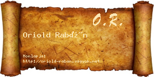 Oriold Rabán névjegykártya